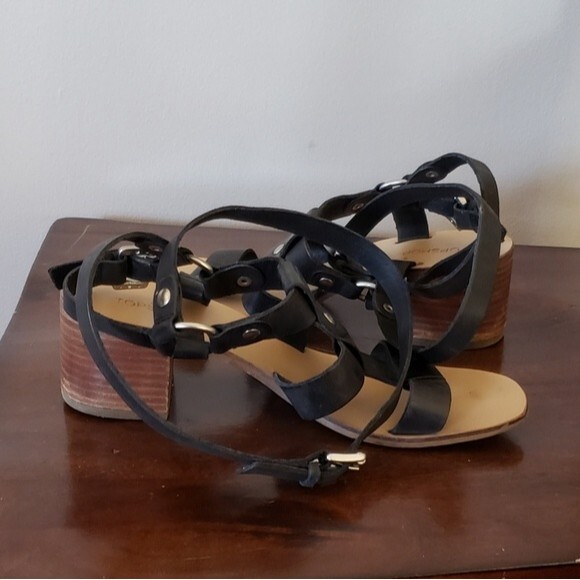 TopShop Valley Gladiator Black Leather Sandals Size 40 - Picture 7 of 11
